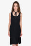 St. John Evening Black Ribbed Sleeveless Dress with Embellished Belt Size 2