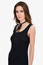 St. John Evening Black Ribbed Sleeveless Dress with Embellished Belt Size 2