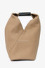 MM6 Maison Margiela Beige Leather Small Triangle Tote