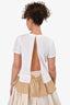 Sacai White/Beige Pleated Short Sleeve Toggle Drawstring Detail Top Size 2