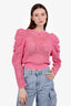 Ulla Johnson Pink Delaney Puff-Sleeve Mesh Top Size M