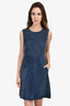 Diane von Furstenberg Blue Suede Dress Size 8