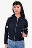 Chloe Navy Trimmed Detailed Zip-Up Hooded Jacket Est. Size XS