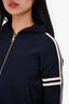 Chloe Navy Trimmed Detailed Zip-Up Hooded Jacket Est. Size XS