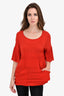Stella McCartney Red Silk Pocket Detailed Top Size 40