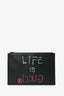 Gucci Black Leather 'Life Is Gucci' Zip Pouch