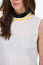 Marni White/Yellow Poplin Mock Neck Sleeveless Peplum Top Size 42