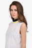 Marni White/Yellow Poplin Mock Neck Sleeveless Peplum Top Size 42