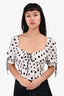 For Love & Lemons White/Black Polka Dot Printed Cropped Top Size XS