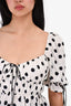 For Love & Lemons White/Black Polka Dot Printed Cropped Top Size XS