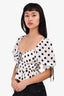 For Love & Lemons White/Black Polka Dot Printed Cropped Top Size XS