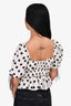 For Love & Lemons White/Black Polka Dot Printed Cropped Top Size XS