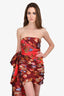 Oscar De La Renta 2020 Red Floral Embroidered Brocade Mini Dress Size 0