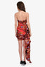 Oscar De La Renta 2020 Red Floral Embroidered Brocade Mini Dress Size 0