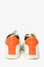 Hermes White/Orange Leather Quicker Sneakers Size 38