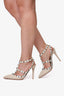Valentino Cream Leather Blue Cage Rockstud Heels Size 39