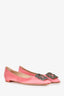 Manolo Blahnik Pink Satin Embellished Pointed Flats Size 38
