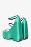 Versace Teal Satin Mega Platform Sandals Size 38.5