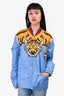 Gucci 2016 Blue/Yellow Tiger Print Rain Jacket Size 50 Mens