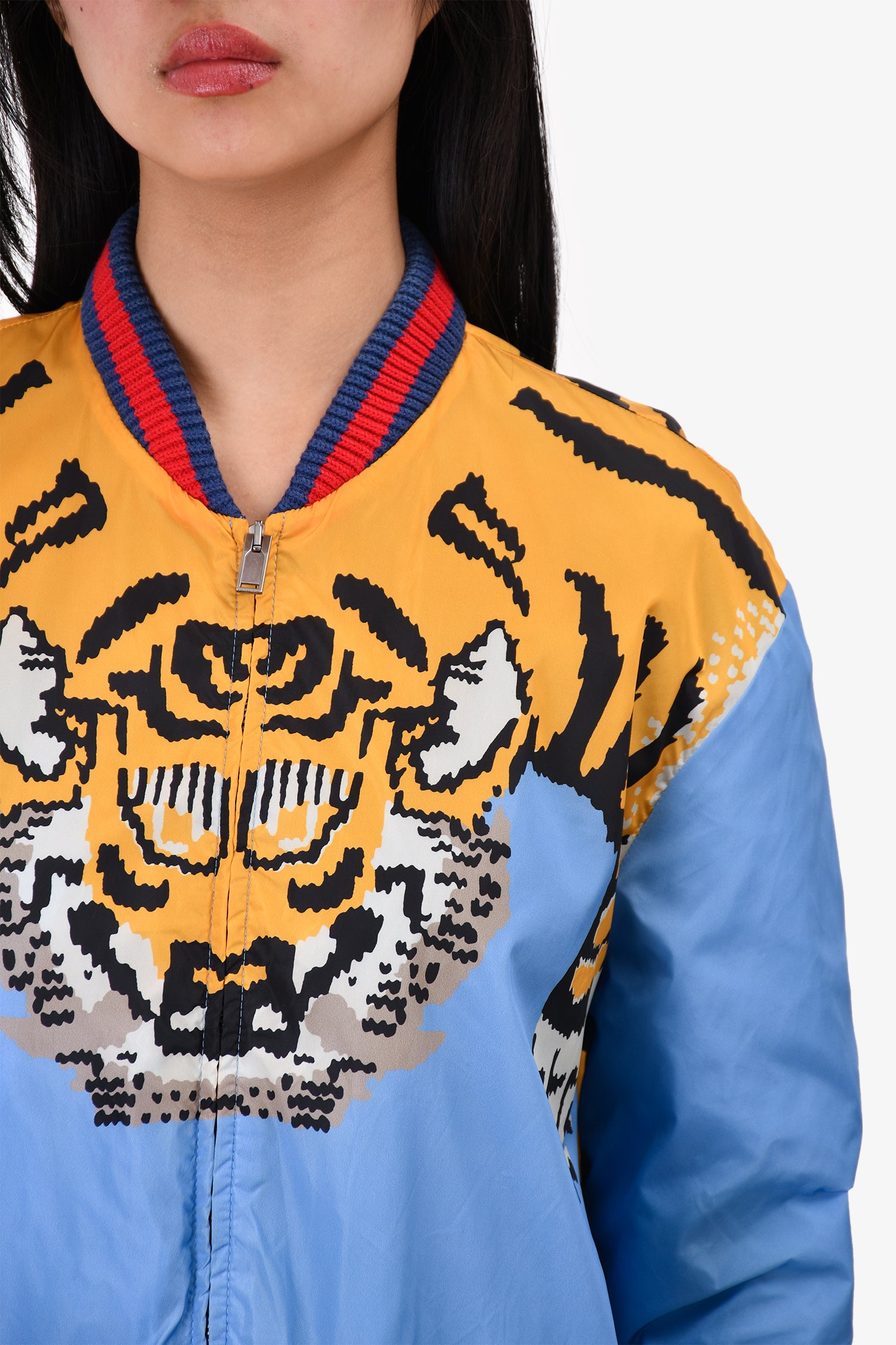 Gucci Tiger Print Jacket Jean Jacket With Patches Men Lapus Tiger