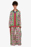 Casablanca Tennis Club Multicolour Silk Patterned Wide Leg Pants Size 36