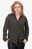 L'Agence Black Rope Printed Silk Button Top Size XS