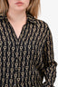 L'Agence Black Rope Printed Silk Button Top Size XS