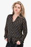 L'Agence Black Rope Printed Silk Button Top Size XS