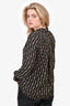 L'Agence Black Rope Printed Silk Button Top Size XS
