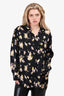 Burberry Black Floral Print Blouse Size 8
