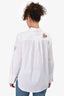 Alice + Olivia White Embellished Heart Cut-Out Button Down Top Size M