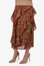 Lauren Ralph Lauren Green Paisley Print Midi Skirt Size 6