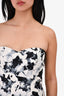 Carolina Herrera Black/White Floral Printed Strapless Mini Dress Size 6