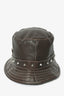 Gucci Brown Leather Bucket Stud Detail Hat Size L