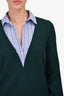 Sandro Green/Blue Striped Shirt Detailed Dress Size 36