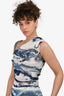 Jean Paul Gaultier Soleil Blue Mesh Asymmetrical Top Size L