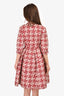 Bottega Veneta Red Patterned 3/4 Sleeve Collared Dress Size 40
