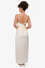 Michael Casey Cream Silk Gold Embellished One Shoulder Gown Est. Size XS