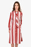 Celine Red/White Striped Collared Dress Size 36