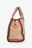 Prada Brown/Cream Woven Leather Madras Top Handle With Strap