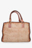 Prada Brown/Cream Woven Leather Madras Top Handle With Strap