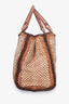 Prada Brown/Cream Woven Leather Madras Top Handle With Strap