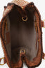 Prada Brown/Cream Woven Leather Madras Top Handle With Strap