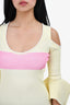 Roland Mouret Yellow/Pink Ribbed Draped Midi Dress Size S