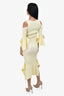Roland Mouret Yellow/Pink Ribbed Draped Midi Dress Size S