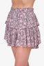 LoveShackFancy Pink Patterned Ruffle Skirt Size S