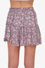 LoveShackFancy Pink Patterned Ruffle Skirt Size S