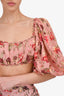 Zimmermann Pink Floral Linen Cropped Top Size 0