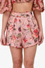 Zimmermann Pink Floral Linen Shorts Size 1