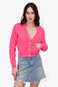 Ganni Pink Alpaca Rhinestone Button Cardigan Size XS